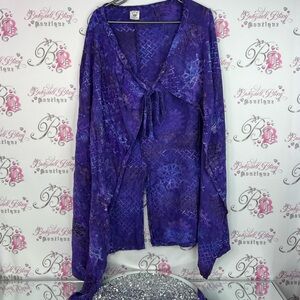 Golden Lady Purple cardigan wrap cape coverup  Tie-Front Blouse